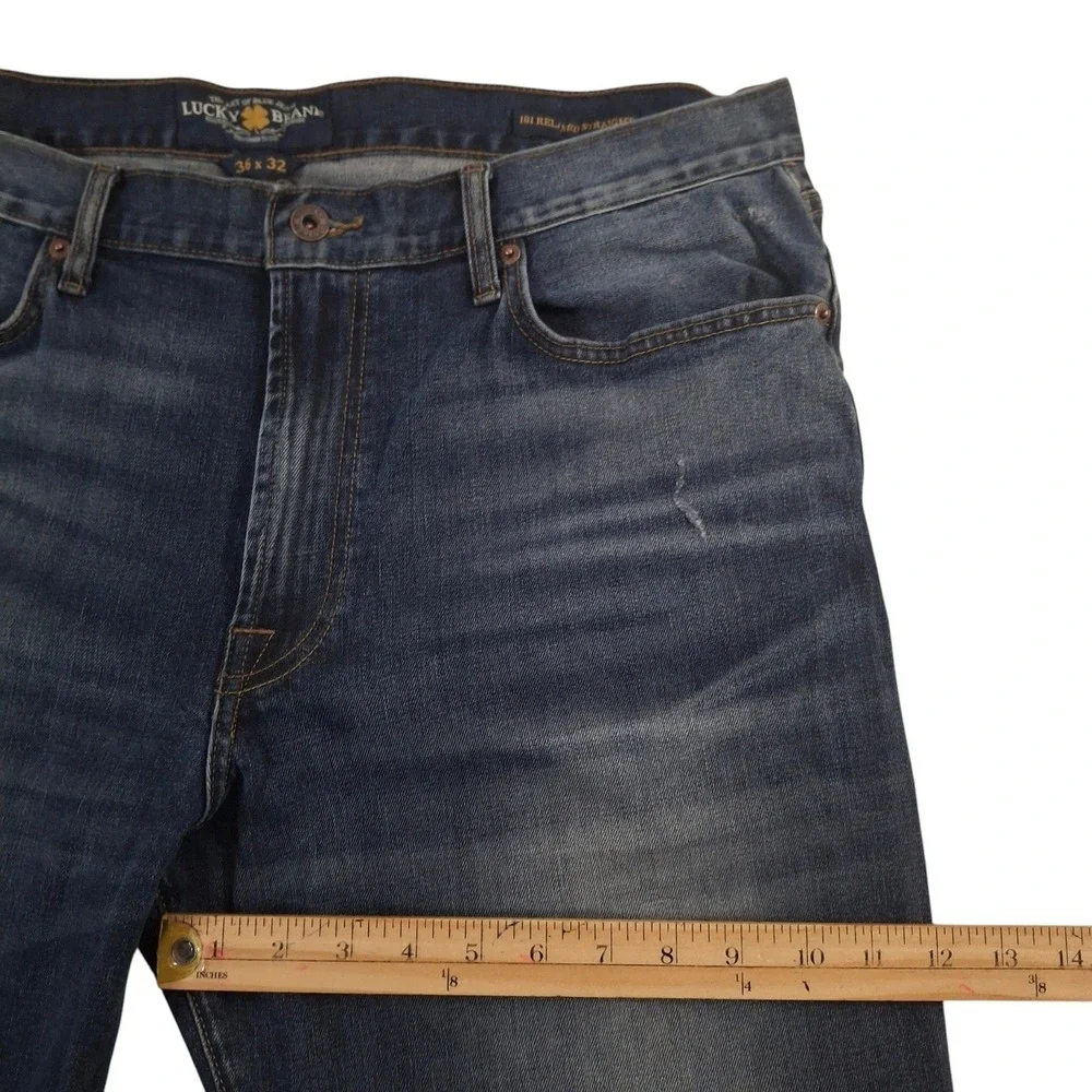 Lucky Brand 181 Relaxed Straight Mens Blue Jeans 36x32 Medium Wash Denim